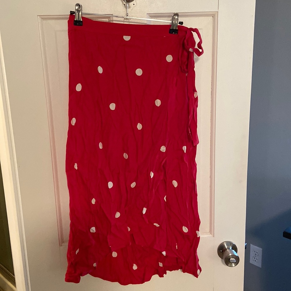 Loft polka dot midi skirt